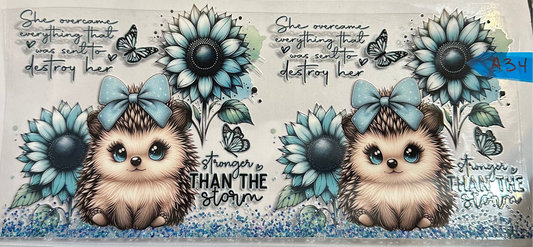 16oz Inspirational Floral Hedgehog Cup Wrap