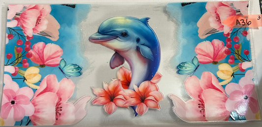 16oz Floral Dolphin Cup Wrap