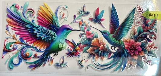 16oz Colorful Hummingbirds Cup Wrap