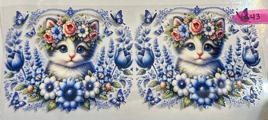 16oz Floral Cat Cup Wrap