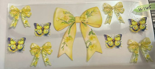 16oz Yellow Bows with Flowers and Butterflies Cup Wrap