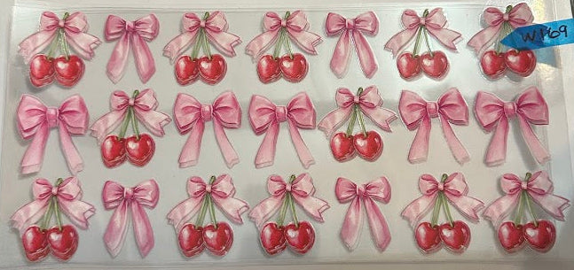 16oz Red Cherries with Pink Bows Cup Wraps