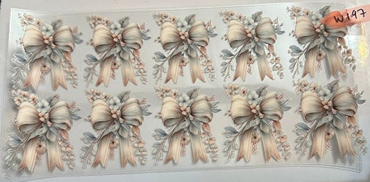 16oz Cream Bows with Flowers Cup Wrap