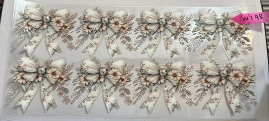 16oz White Bows with Flowers Cup Wrap