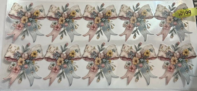 16oz Mauve and Sage Bows with Flowers Cup Wrap