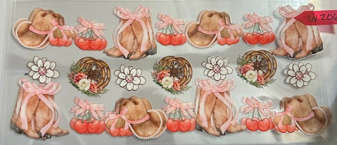 16oz Western Boots with Bow, Cowboy Hat, Cherries, and Wagon Wheel Cup Wrap
