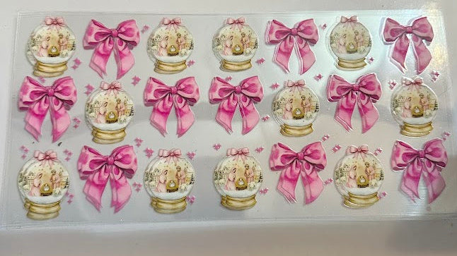 16oz Pink Bows with Snow Globe Cup Wrap