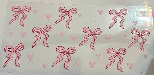 16oz Pink Hearts with Pink Bows Cup Wrap