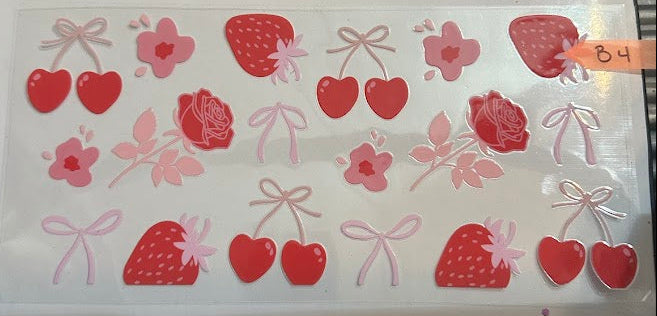 16oz Cherries, Strawberries, Roses, and Bows Cup Wrap