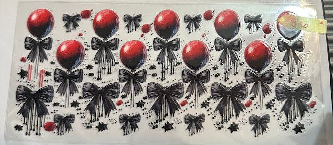 16oz Red Balloons with Black Bows Cup Wrap