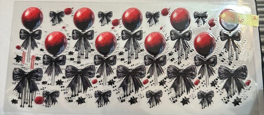 16oz Red Balloons with Black Bows Cup Wrap