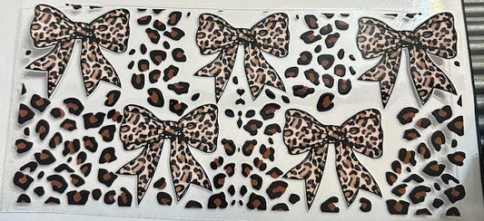 16oz Cheetah Bows with Print Cup Wrap