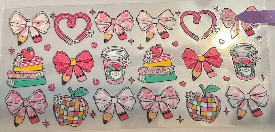 16oz Pencil Bows with Teacher Theme Cup Wrap