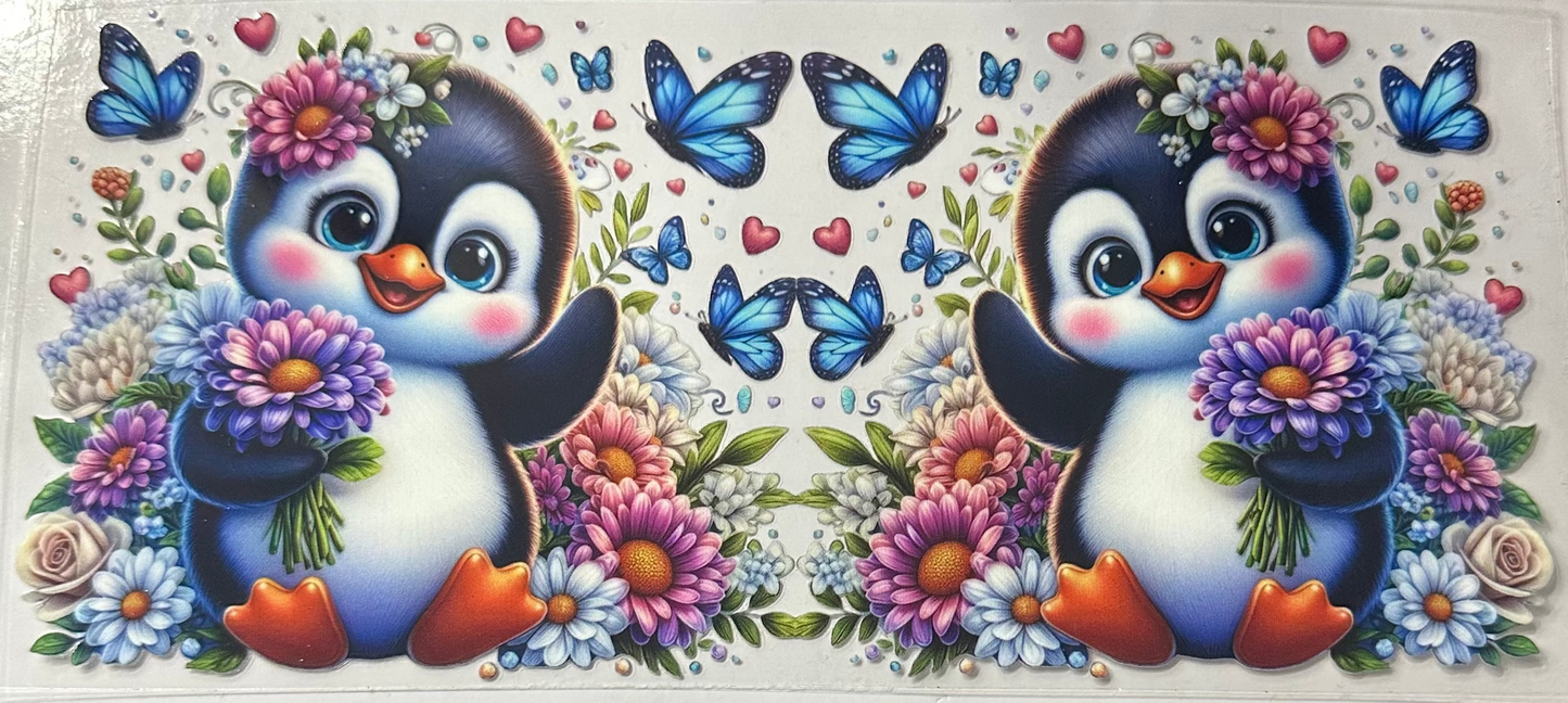 16oz Floral Penguin Cup Wrap