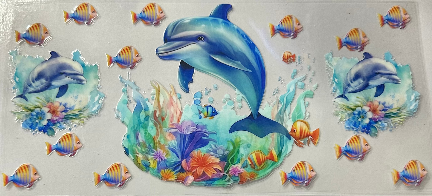 16oz Fish and Dolphins Cup Wrap