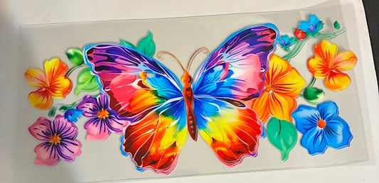 16oz Bright Colors Butterfly and Flowers Cup Wrap