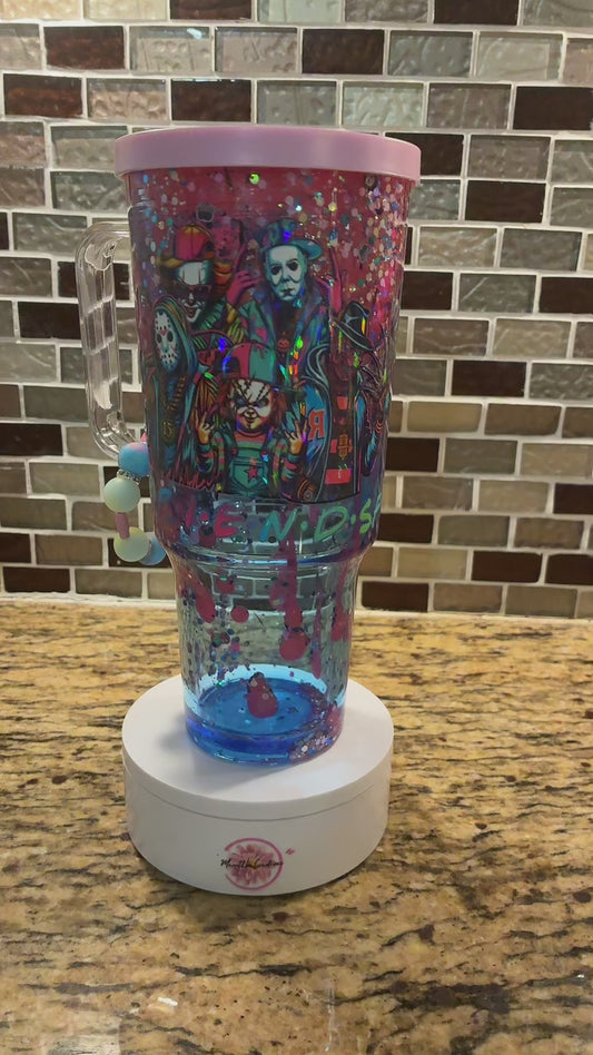 30oz Spill-Proof Acrylic Pre-Made Snowglobe lava Cup with cup charm! 🥤✨
