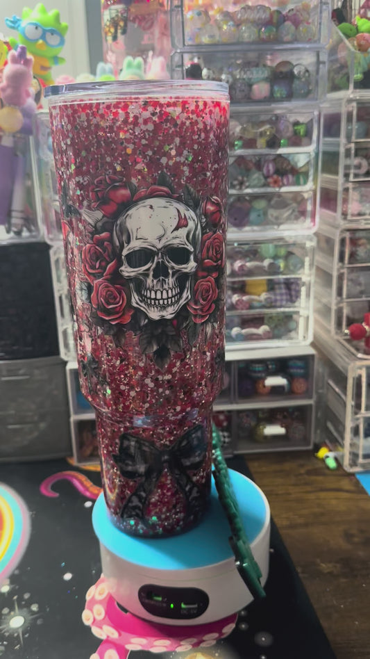 40 oz pre made acrylic snowglobe cup